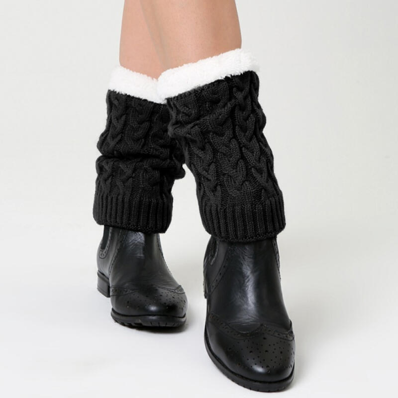 Lina Thick Fleece Short Leg Warmers (Black) (22cm)