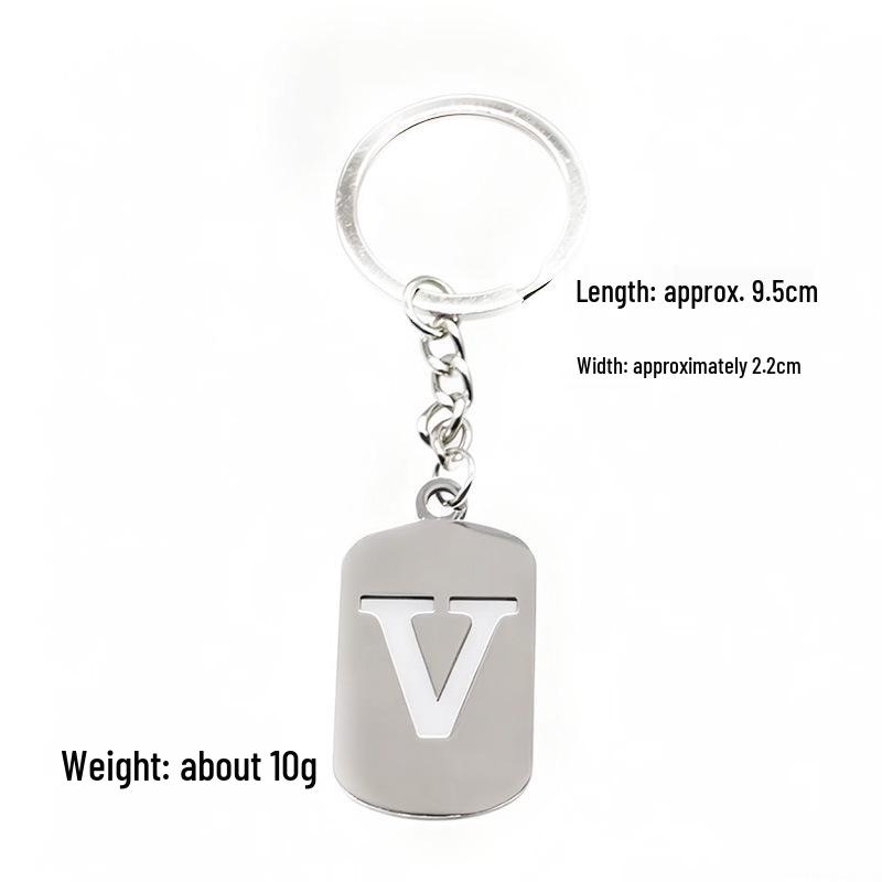 Pendentif Porte-clés 26 Lettres en Acier Inoxydable Creux - Polyvalent pour Sac à Dos, Voiture, Plaque Militaire