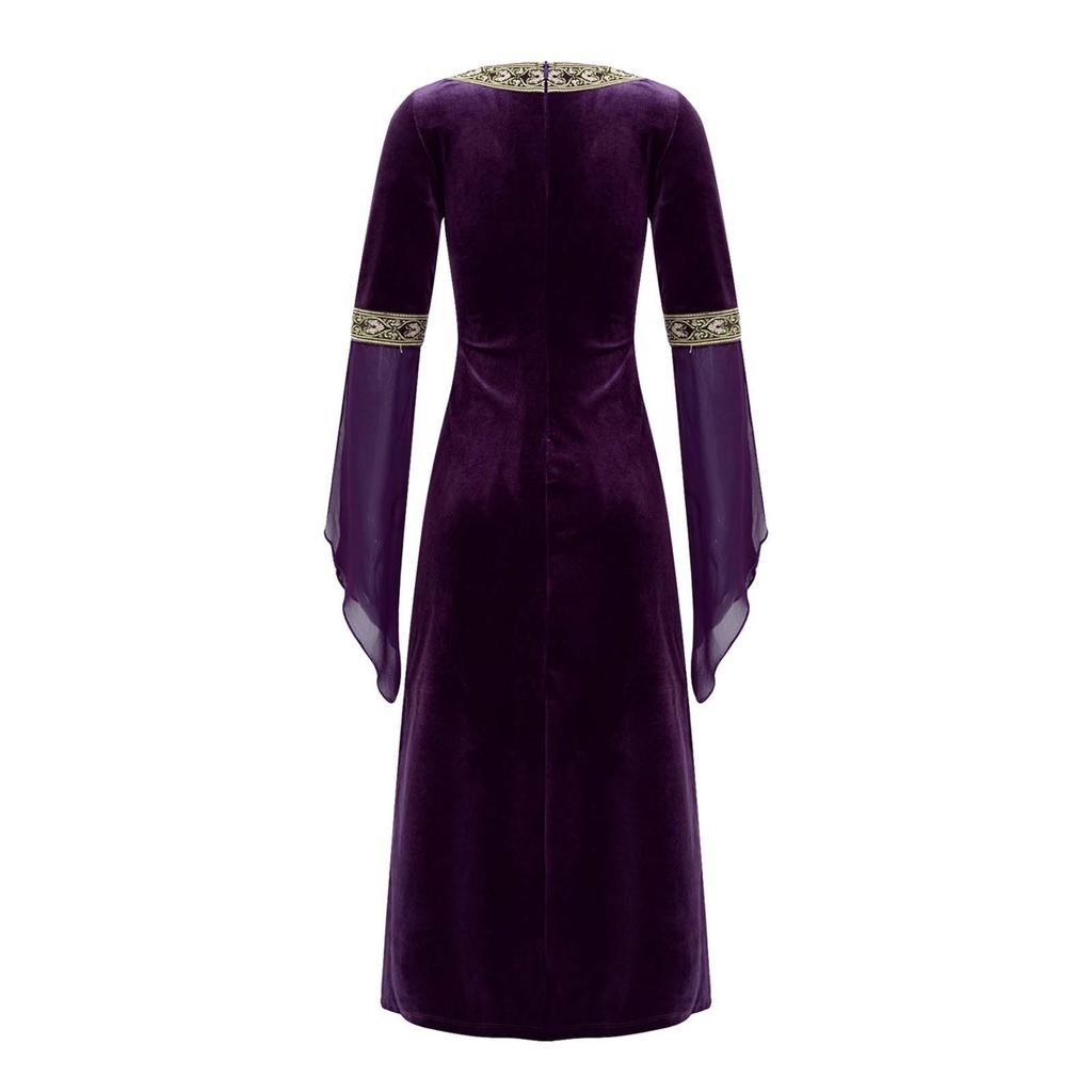 Women Medieval Renaissance Dress Costume Fairy Tale Witch Costumes Halloween Vampire Cosplay Robe Gown