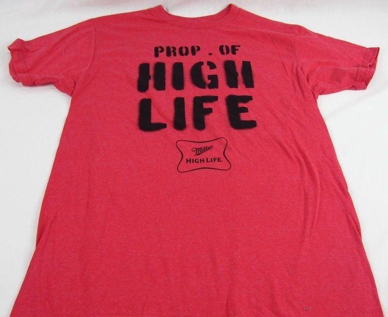 Mens NEW Red Property of Miller High Life Logo Graphic T-Shirt Size M L XL Unisex T-Shirt S