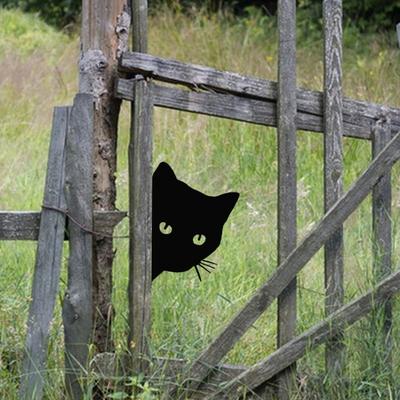 Panneau en métal « Peek-a-Boo » représentant un animal qui regarde, panneau de jardin double face, pour clôture de ferme extérieure, poteau d'arbre