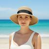 (Taglia unica, nero) Cappelli da Sole in Paglia da Donna con Nastro a Fiocco Cappelli a Secchiello alla Moda per la Protezione Solare per Viaggi all'Aperto