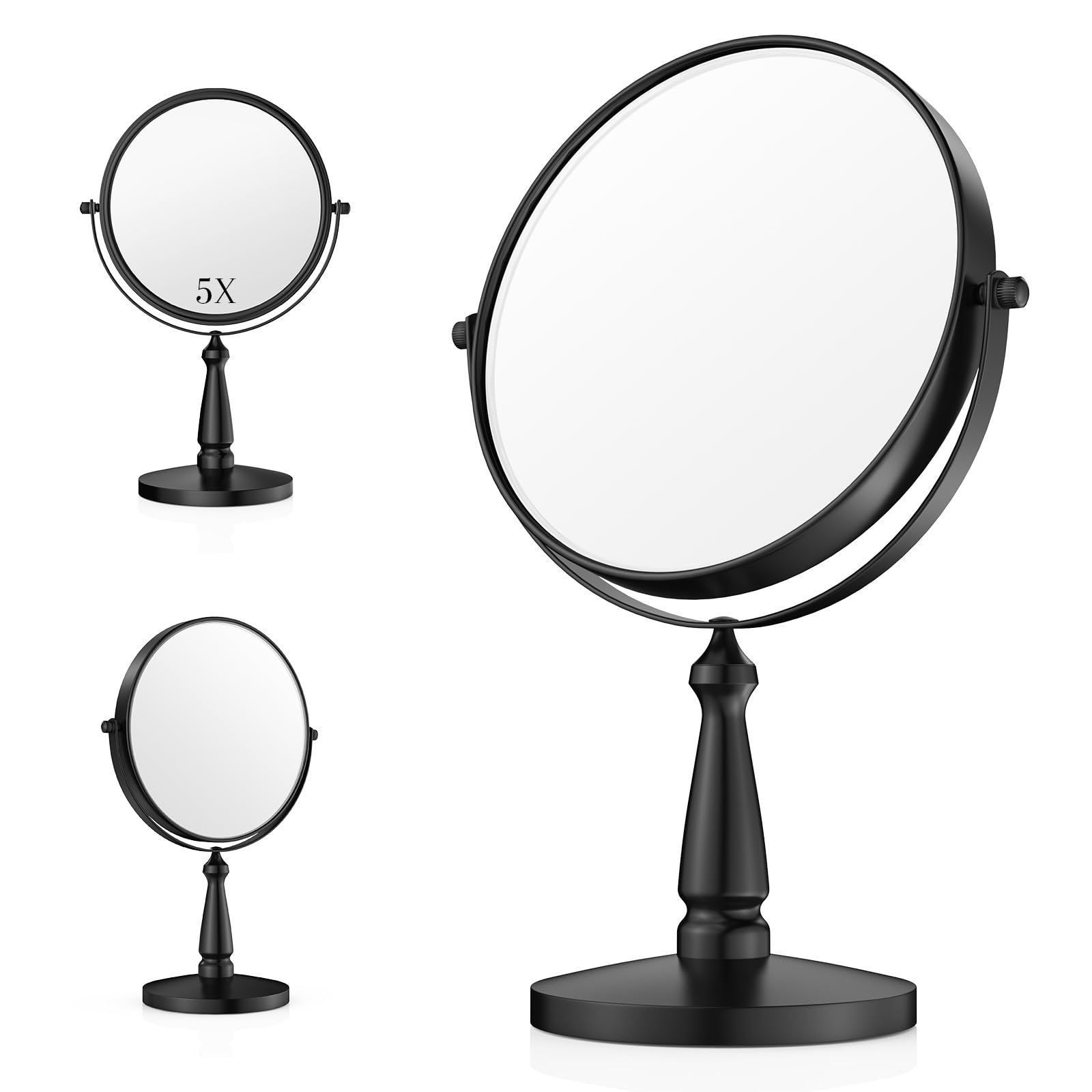 

Shinmax Mounted Actress 1x 5x Magnifying 360 Degree Stand Double Sided Makeup Round 8 Inch Black Mirror, Tabletop/Wall Mirror, & Mirror, Rotation, серебряный