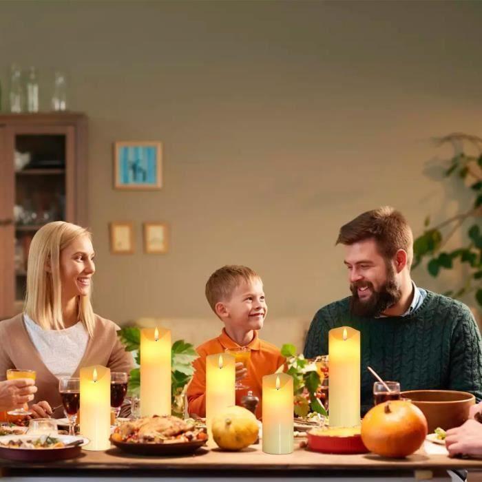 Ensemble de 5 bougies à led - da by - décoratives - télécommande 10 touches - vraie cire - ivoire