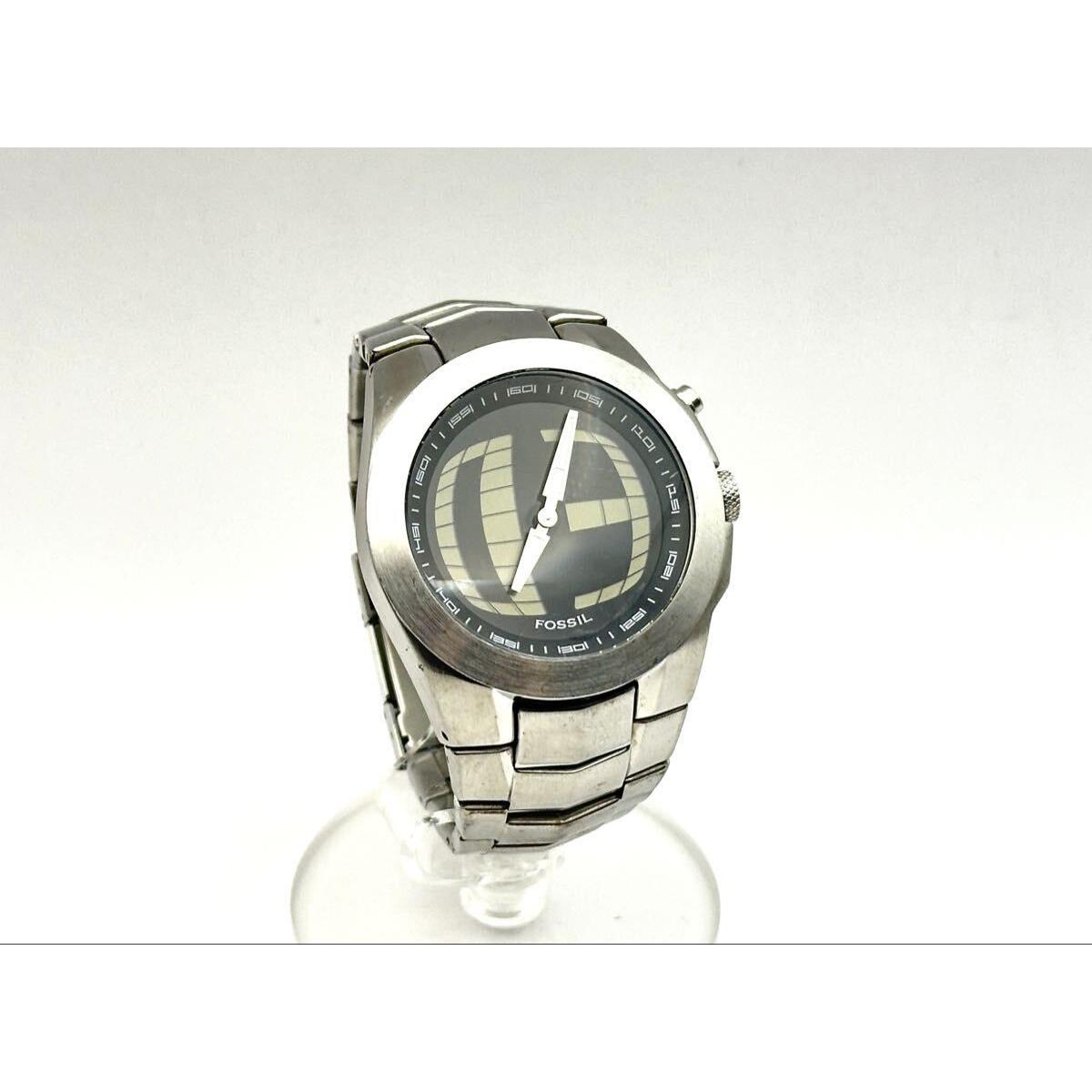 Used Working, battery replaced, extremely rare FOSSIL BIG TIC BG-2149 Quartz wristwatch Ana-Digi watch Digital dial