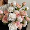 Three Artificial Flowers with Dried Rose Edges, A Retro Autumn Color Artificial Flower Decoration Soft Furnishing