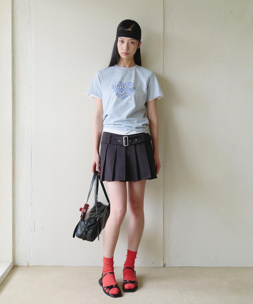 Lora Lora Belt Pleats Mini Skirt Black