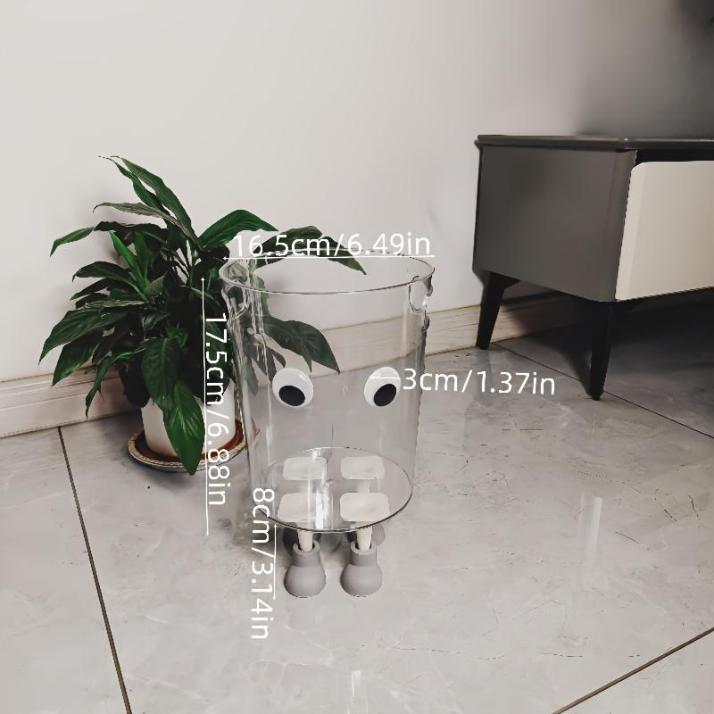Modern Transparent Trash Can with Eyes & Four Legs, Cylindrical Plastic Bin, Stylish Discreet Waste Basket, Suitable for Office, Room