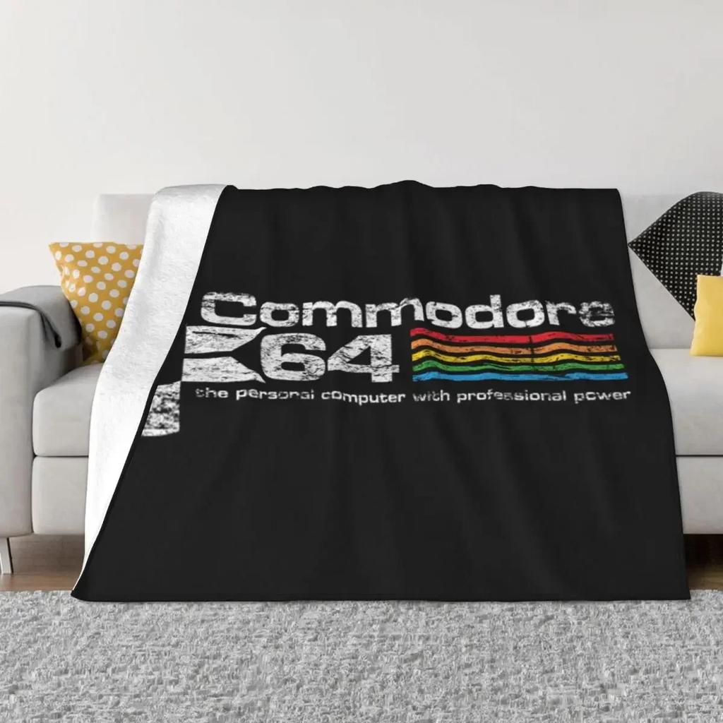 Retro Commodore 64 Blanket Soft Fleece Spring Autumn Warm Flannel C64 Amiga Computer Throw Blankets for Sofa Car Bed Bedspread
