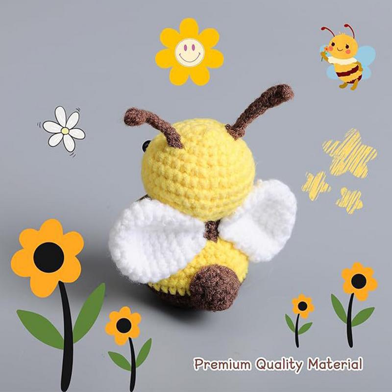 Crochet Positive Energy Bee Hand-woven Dolls Pocket Handmade Knitting Doll Desktop Ornament Home Hand-woven Room Decoration
