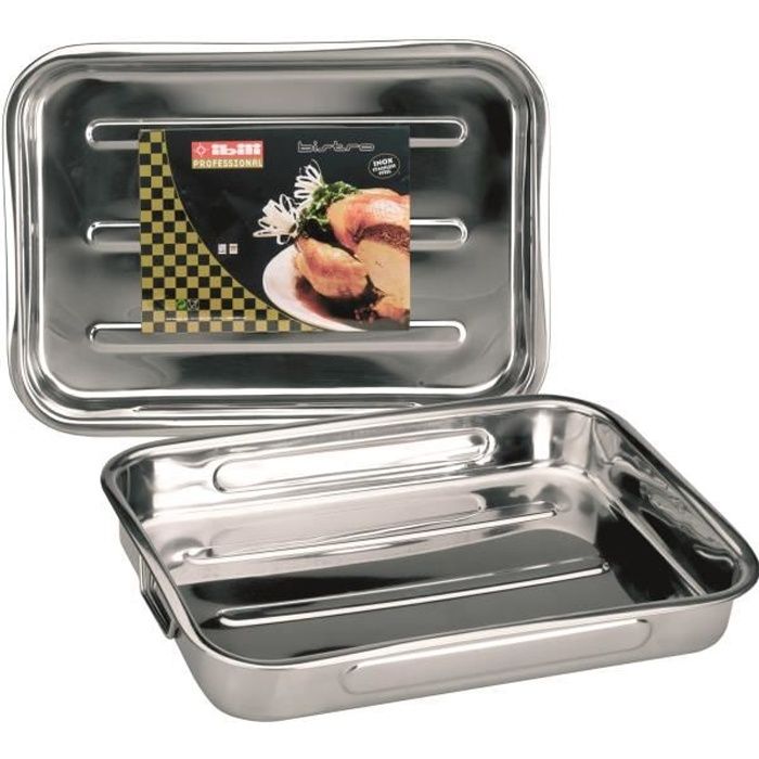 Ibili 651830 Plat À Rôtir En Inox Avec Anses Pliantes 31x24x5,5 Cm Bistrot