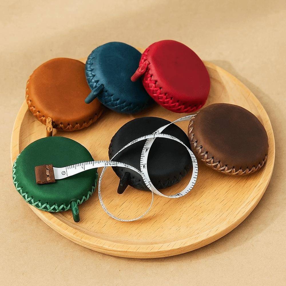 Handmade Leather Tape Measure Vintage Portable Roll Measure Tape 1.5M Cowhide Leather RetractableTape Measure