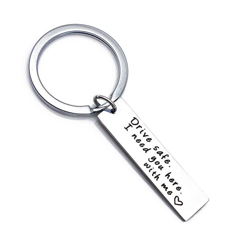 Drive Safe Stainless Steel Keychain Romantic Safety Reminder Stylish Car Key Pendant Practical Gift for Him