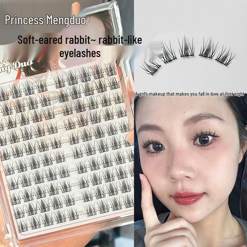 

Princess Soft Ear Rabbit Style False Eyelashes: Beginner-Friendly, Curled, Natural-Looking, Easy to Apply, Segmented Cluster for Big Eyes.