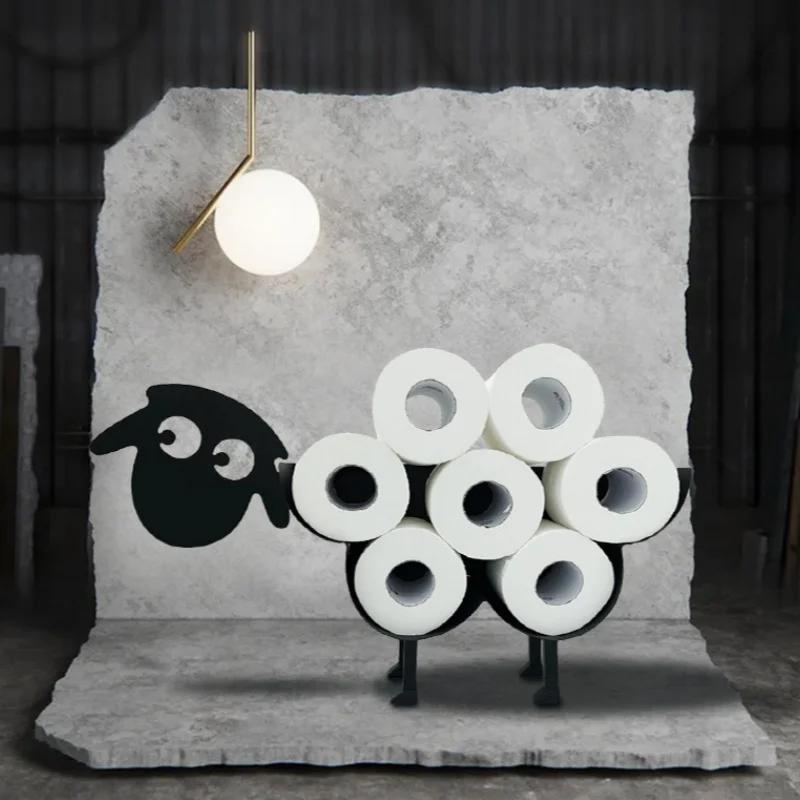 Metal Wrought Iron Desktop Tissue Holder Toilet Roll Paper Holder Free Resin Roll Paper Towel Holder Stackable For Home Bathroom