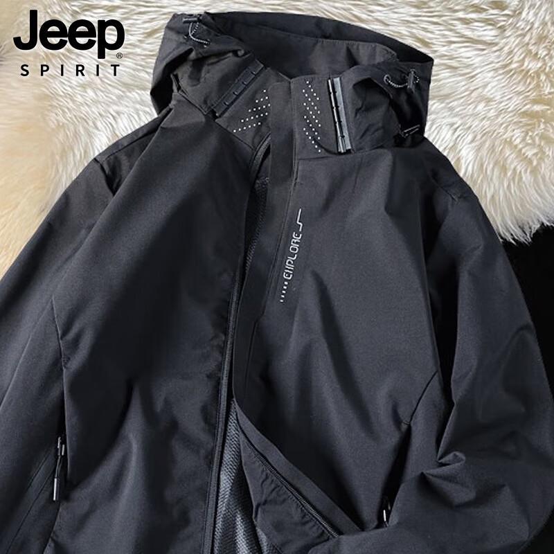 JEEP SPIRIT Men's Hooded Outdoor Windbreaker Jacket