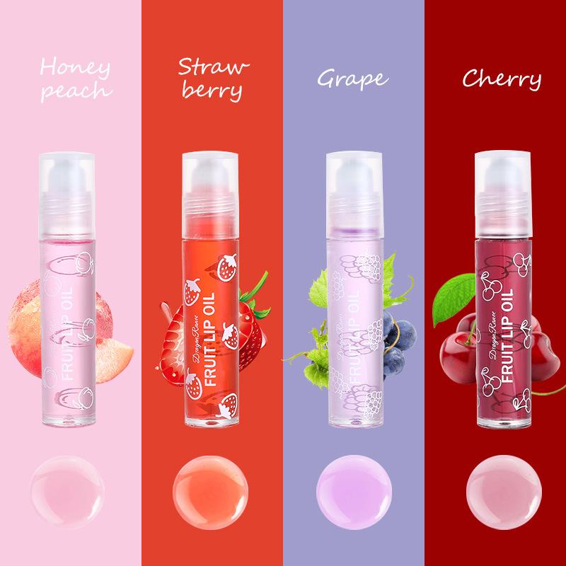 Lip Oil Four Sets of Boxes Moisturizing and Moisturizing Fluid, Water Supplement, Roller Mouth Oil, Dry Cracks, Colorless TransparencyMakeup