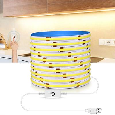 2M COB LED juostelė 5 V USB pritemdoma COB LED juostelė su jutikliniu šviesos diodo jungikliu, skirta vidaus namų virtuvės dekoravimo apšvietimui