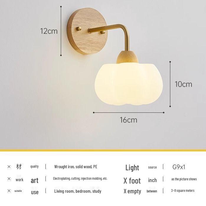 2023 Japanese Wabi-Sabi Solid Wood Wall Lamp – Retro Bedside & Hallway Light