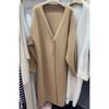 Autumn and Winter New Thickened V-neck Long Single-breasted Knitted Cardigan Women's Loose Lazy Wind Sweater Jacket Women