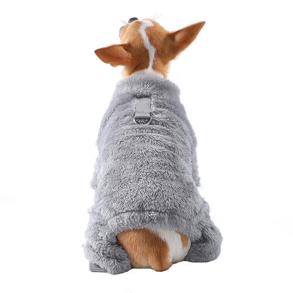 

Зимние комбинезоны для собак средних и маленьких собак, кошек, флисовые теплые с D-образным кольцом, одежда для щенков, пальто, чихуахуа, шнауцера, мопса, костюм для домашних животных S серый