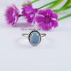 Blue Chalcedony Ring, 925 Sterling Silver Oval Gemstone, Handmade Dainty Ring