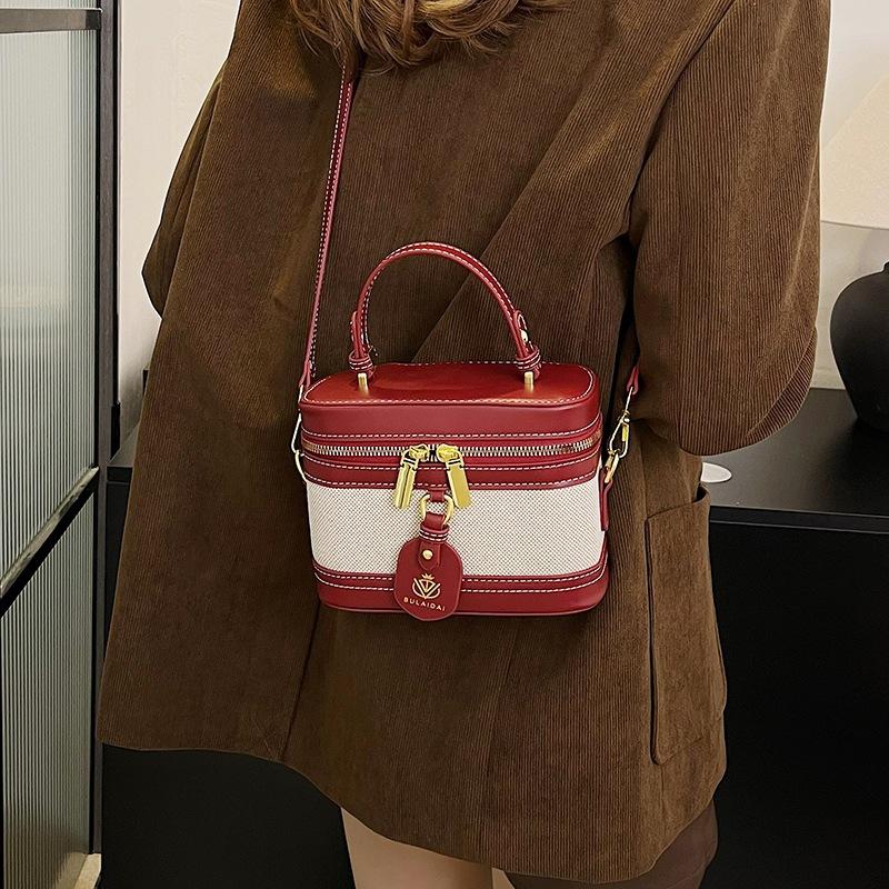 Premium Handbag Bag Women's New Fashion Contrasting Color Splicing Box Bag Casual Simple Small Square Bag