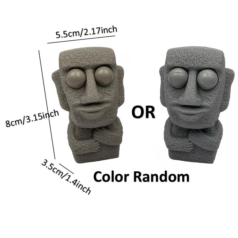 Stone Man Releases Stress Toy Slowly Rebounds Soft Moai Statue Squeeze Eyes Interested Expression Relaxes Stress Children's Gift