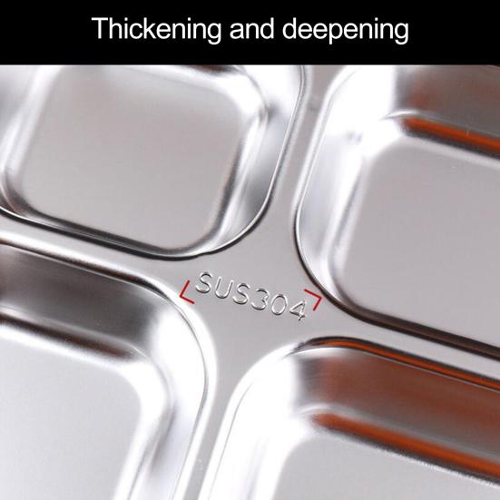 Prato de Jantar Seguro Reutilizável Lavável na Máquina de Lavar Louça Grande Capacidade Louça Aço Inoxidável 2/3/4/5/6 Divisórias Redondo