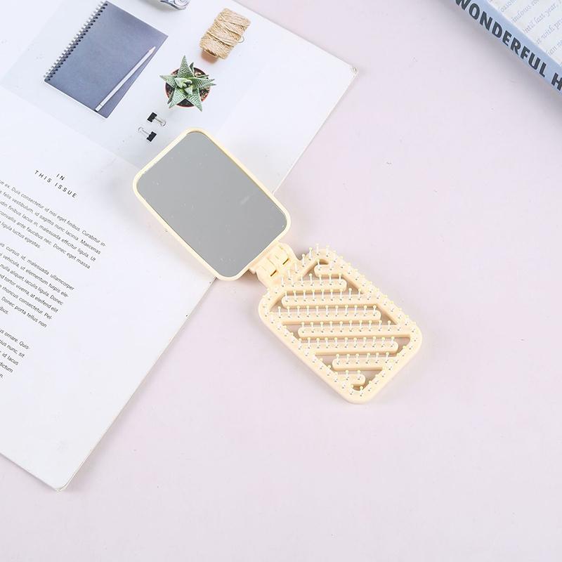 Mini kapesní zrcátko skládací hřeben dívka žena přenosné čtvercové kapesní malé cestovní masážní kartáč na vlasy se zrcátkem stylingový doplněk