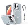 For iPhone 16 Pro Max Case Compatible with MagSafe Lens Kickstand TPU Acrylic Phone Cover with Matching Hand Strap