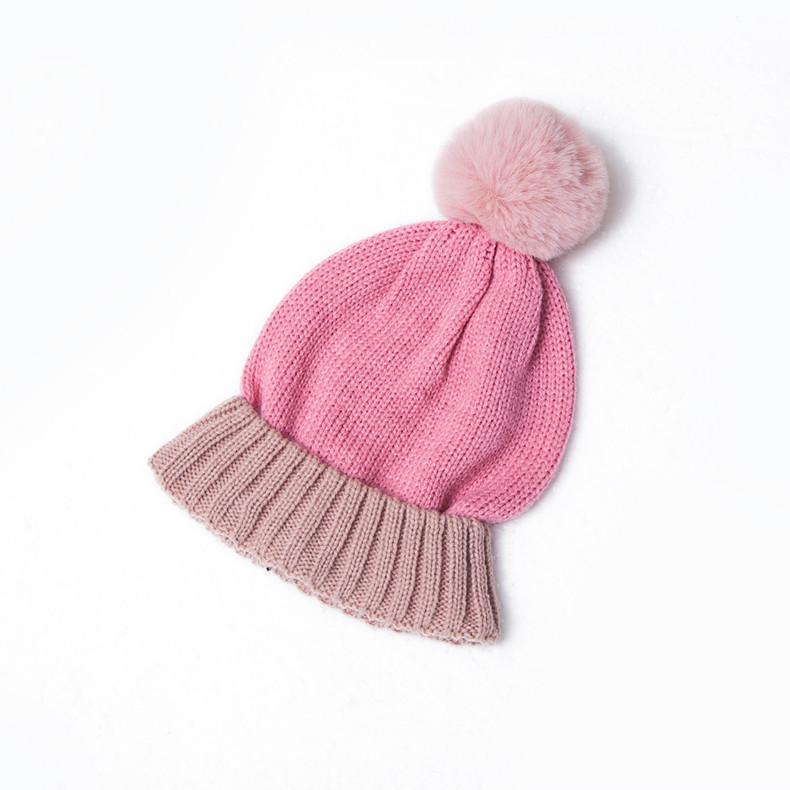 Autumn and winter new pony * Li color matching children's hairball wool knitted hat thickened scarf set