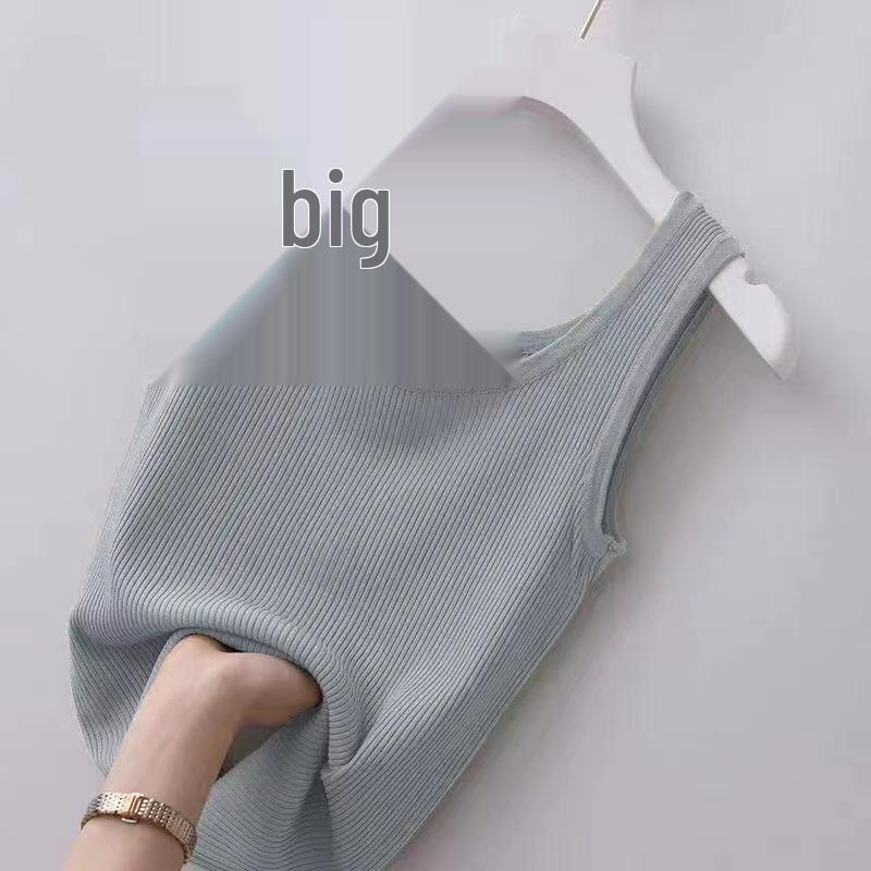 

Женская майка большого размера из ледяного шелка в рубчик - Утягивающий базовый слой без рукавов 5XL (180-200 jin) серый