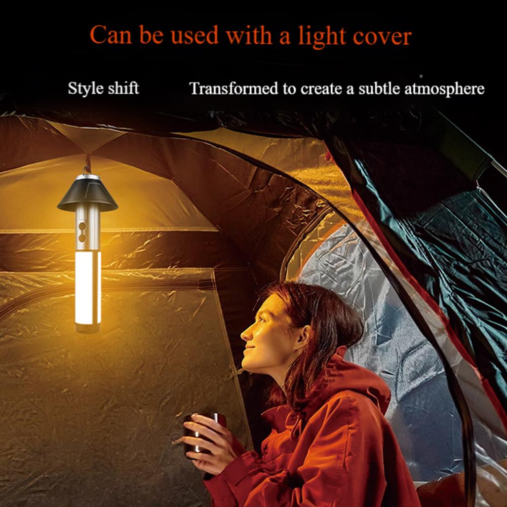 Multifunctional Tent Lamp Telescoping Stand Emergency Flashlight with Lampshade Portable Torch Waterproof for Job Site Workshop