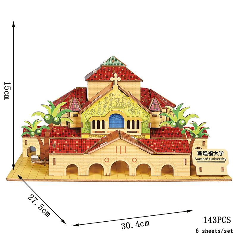 3D Wooden Puzzle Saint Basil's Cathedral Building House Kits Castle Villa Model Jigsaw Teen DIY Toys For Children Kids Gift
