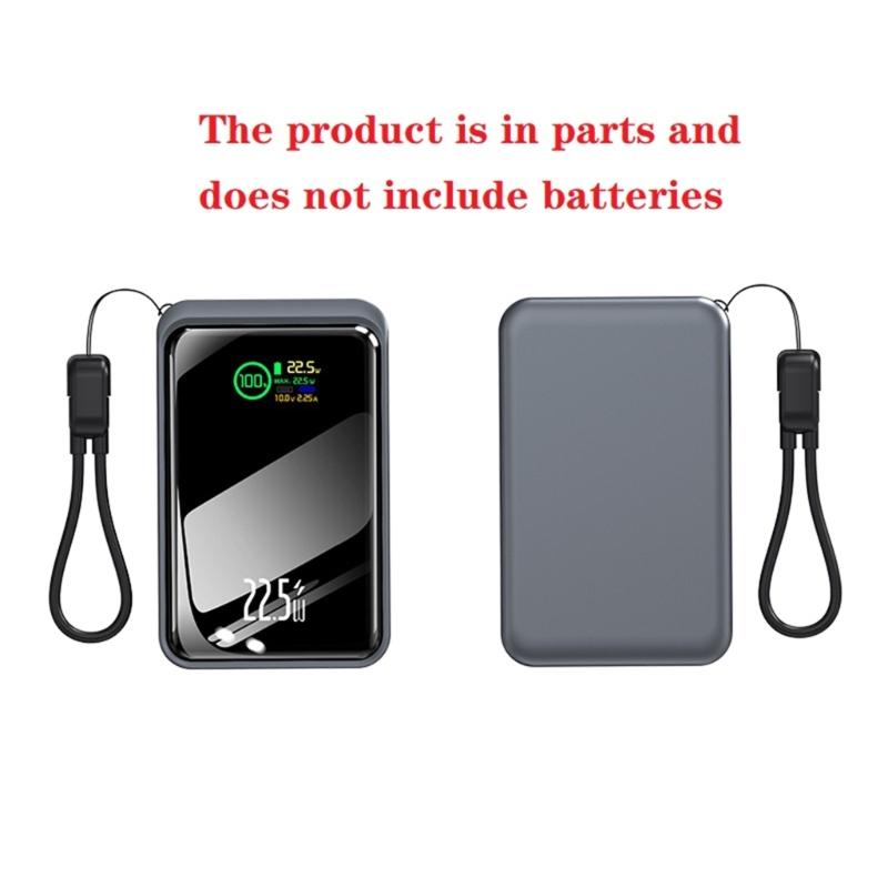 ABS PC Battery Storage Case With LED Light Digital Display DIY Charging Components Excluding Battery For Mobile Phones