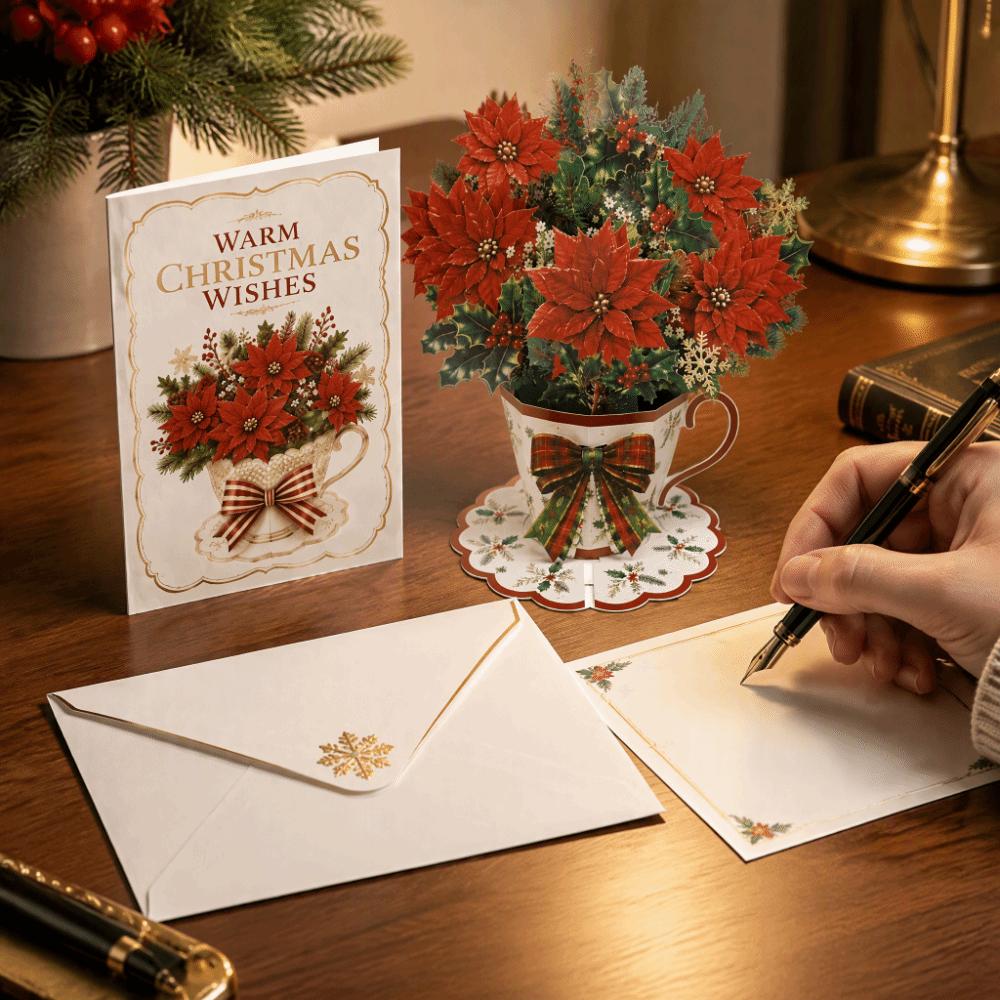 Hot Stamping Christmas Greeting Card Hollow Paper Carving Popup Card Holiday Greeting