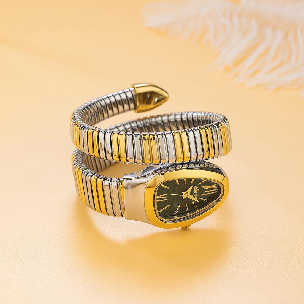 MISSFOX Classic Snake Shape Watch for Women Gold Silver Scaleable Bracelet Womens Watches Quartz Ladies Wristwatch