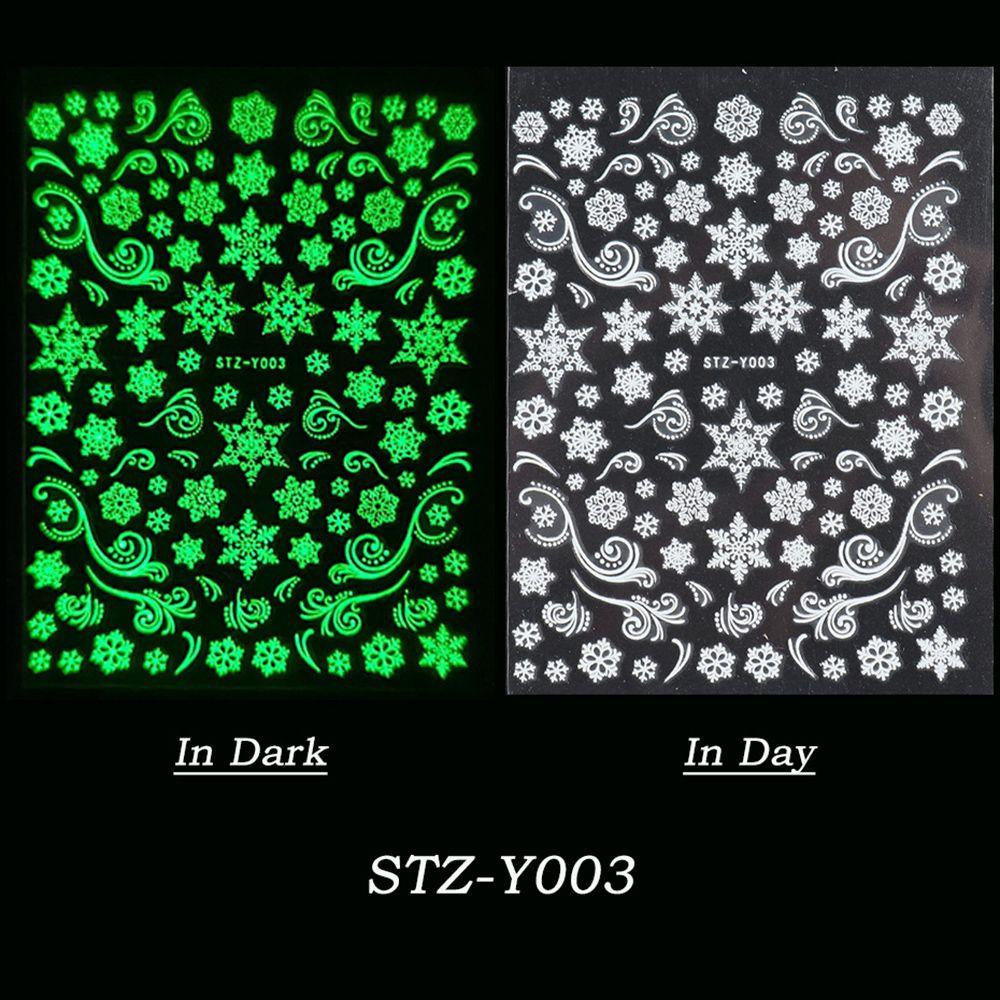 DIY Manicure Glow In The Dark Adhesive Decals 3D Luminous Nail Sticker White Snowflakes Christmas