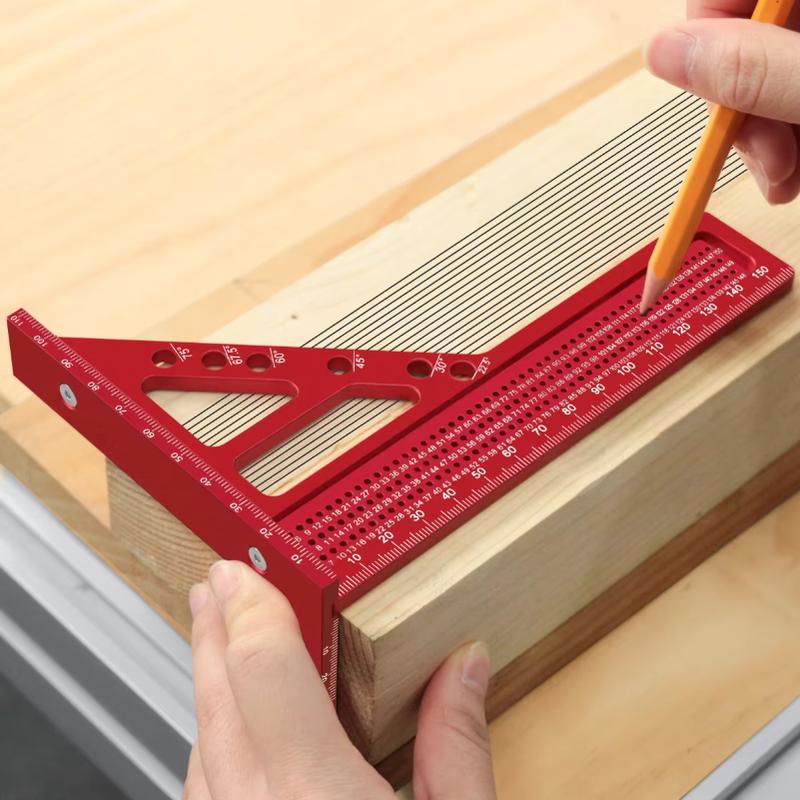 Lengthened Multi Angle 3D Square Protractor Drafting Triangle Metric Multi-angle Set Square with Angle Positioning Dowel Pin