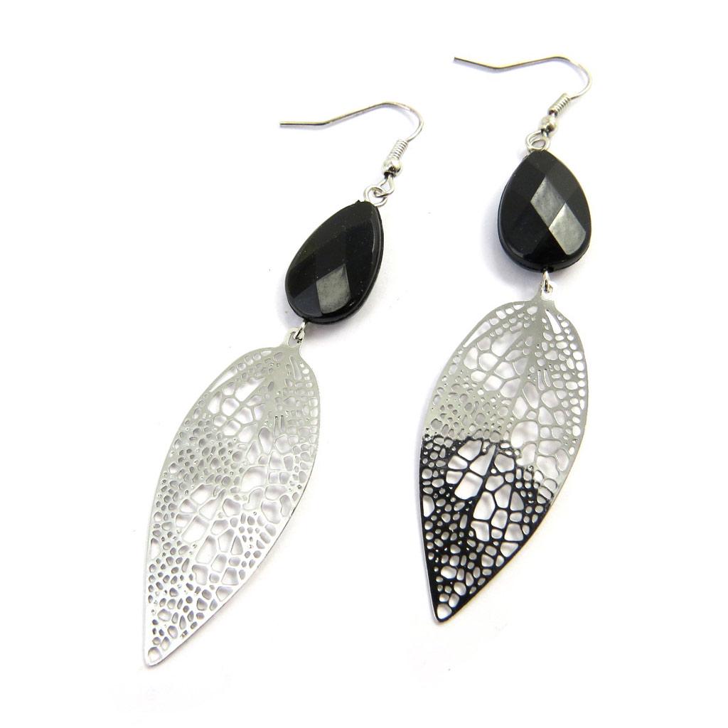 Les Trésors De Lily [M1891] - 'Carmen' Black Silver Earrings