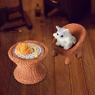 Katzenfigur Tisch- und Stuhlmodell Rollenspiel-Requisiten mit Möbeln für Zubehör