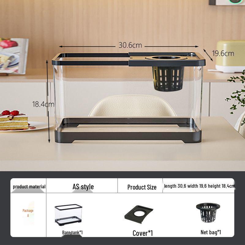 Goldfish Tank Desktop Aquarium with Filtration, Oxygenation, and Lid - Ecological Landscaping All-in-One for Living Room Household Use.