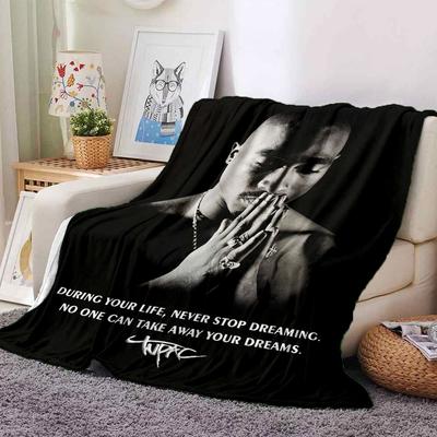 1pc 2Pac Hip-Hop Blanket Soft Lightweight All-Season Multi-Purpose Throw for Sofa, Bed, Office & Picnics, French Style with Iconic Album Art D85