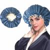 Doppellagige Nachtkappe, verbessert und verstellbar, für Frauen, geölte Duschhaube, weiche Seide, doppelt verwendbar, Badekappe, Chemotherapie-Kappe, Nachtkappe