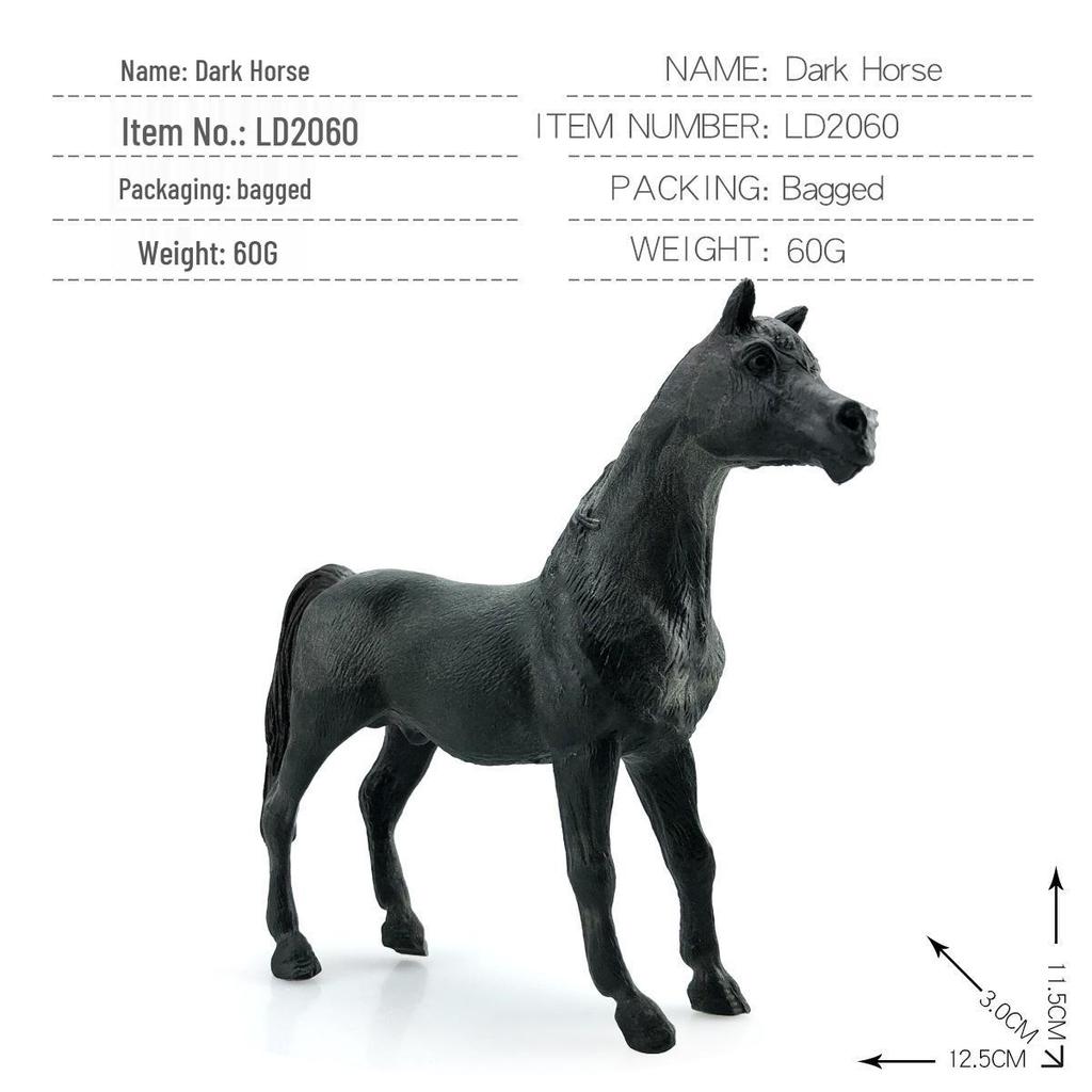 Black Stallion Foal Simulation Animal Model - Wild Horse Cognitive Toy Ornament for Children