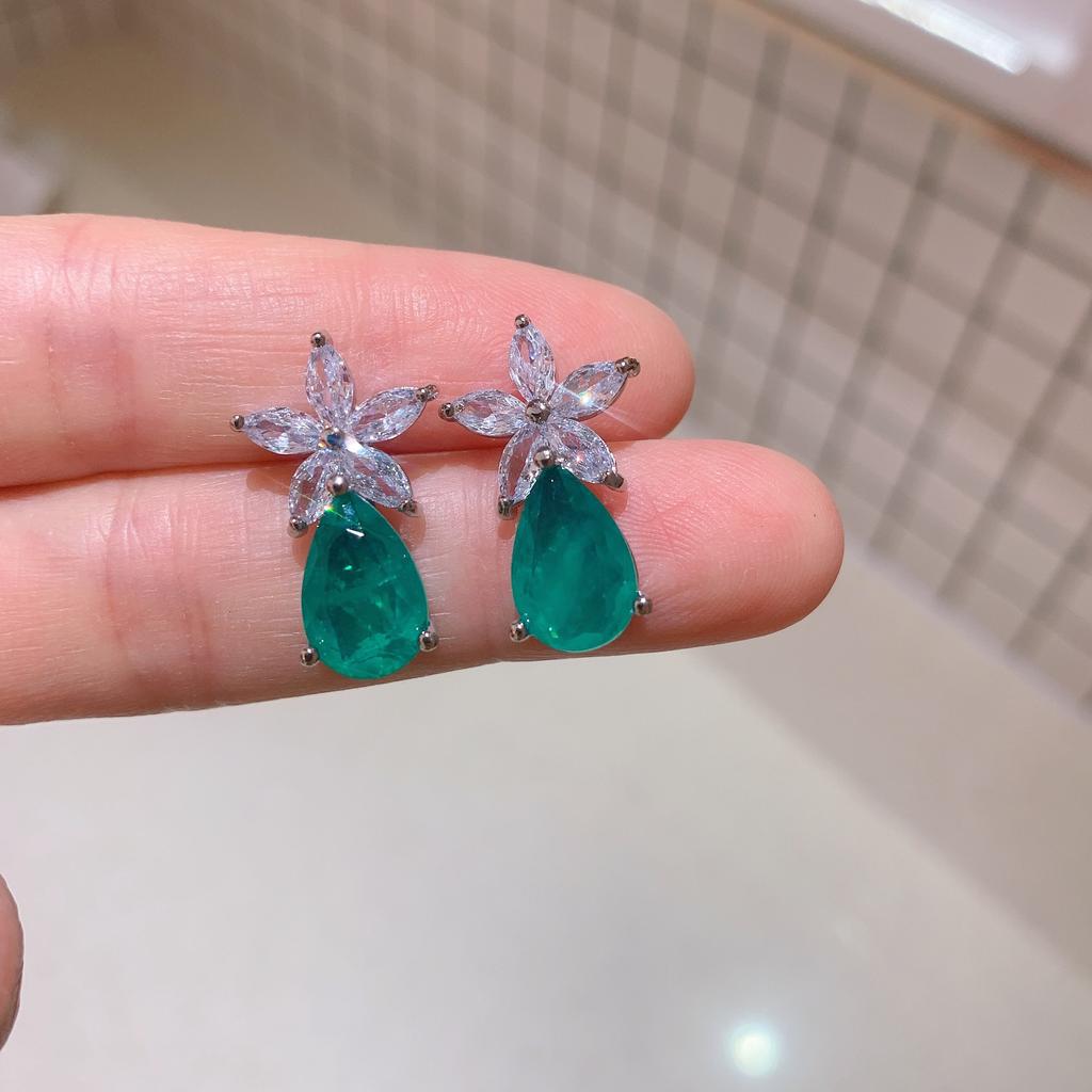 Huamei Jewelry Set Ruby Pendant Pigeon Blood Earrings Paraiba Necklace Emerald