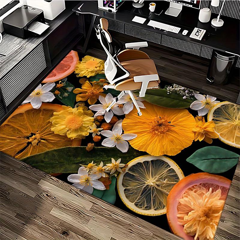 1pc Citrus Floral Office Chair Mat - Festive Gift for Home Decor, Suitable for All Seasons and Rooms.P049