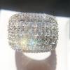 Schillernder Markenschmuck, weißer Strass-Ring, modischer Verlobungs-Ehering für Frauen