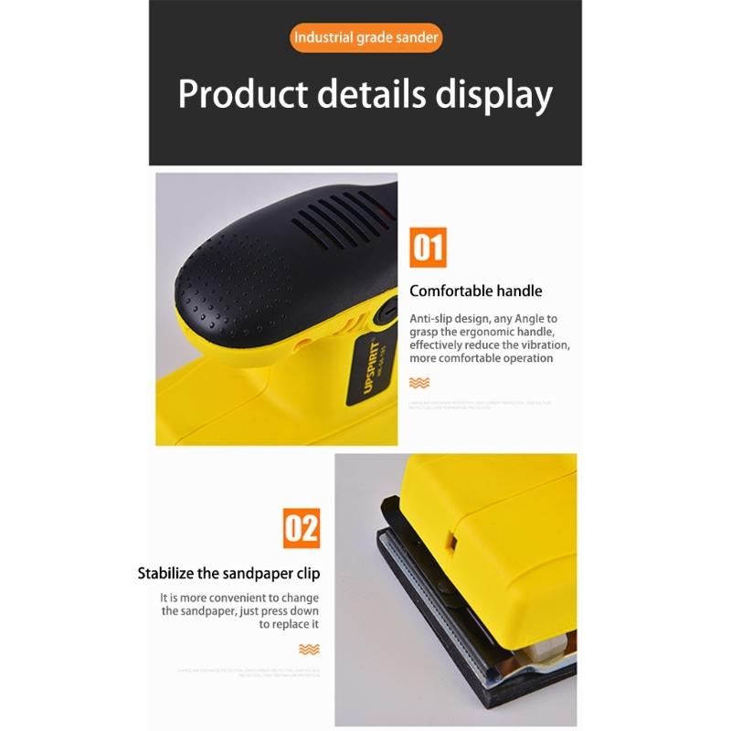 Electric Random Orbital Sander Rectangular Powerful Low Vibrations 11000RPM For Woodworking Polishing Carpentry